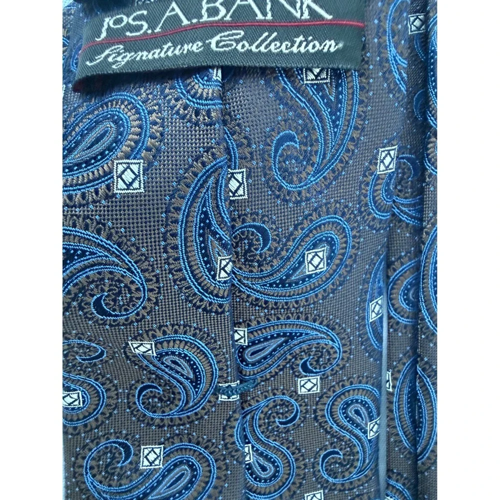 Jos. A. Bank Signature Collection Mens Silk Paisley Tie Brown Blue RN 31608